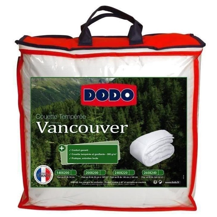 DODO Couette tempérée Vancouver - 220 x 240 cm - Blanc