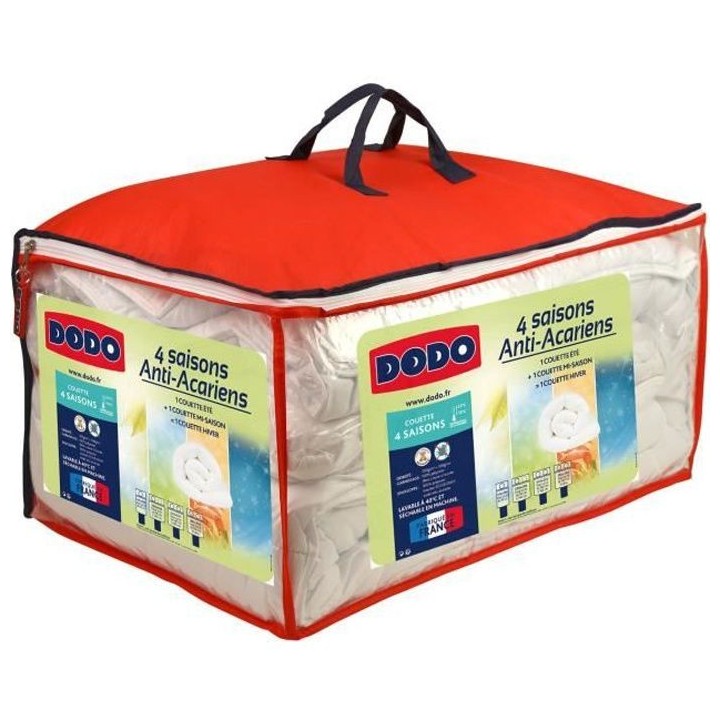 DODO Couette 4 saisons anti-acariens - 220 x 240 cm - Blanc