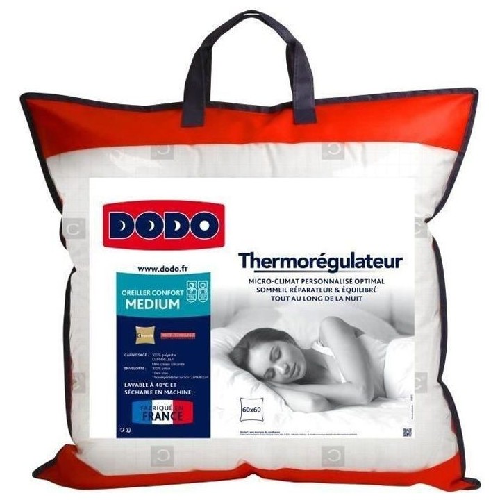 DODO Oreiller thermorégulateur - 60 x 60 cm - Blanc