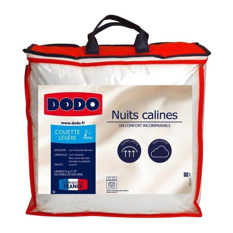 DODO Couette légere 220x240 - 100% Polyester Microlux - NUITS CALINES