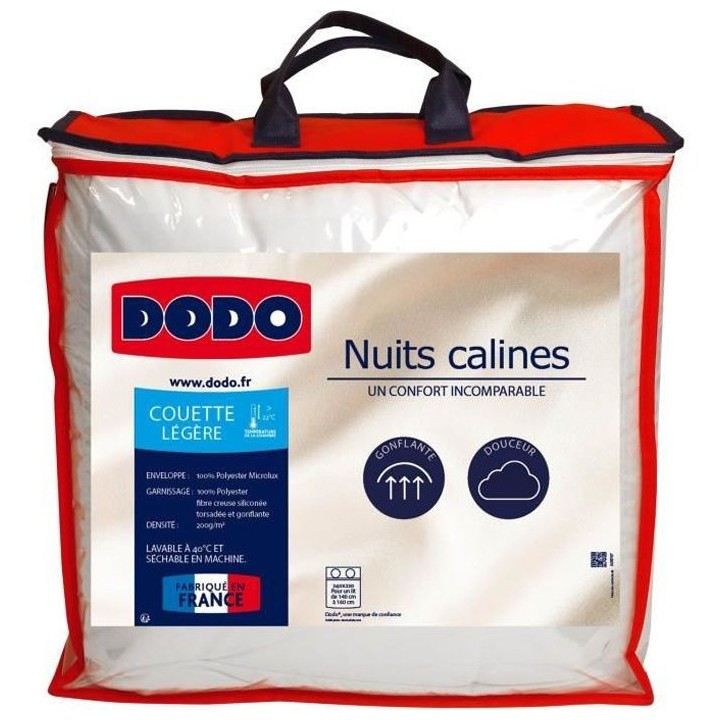 DODO Couette légere 220x240 - 100% Polyester Microlux - NUITS CALINES