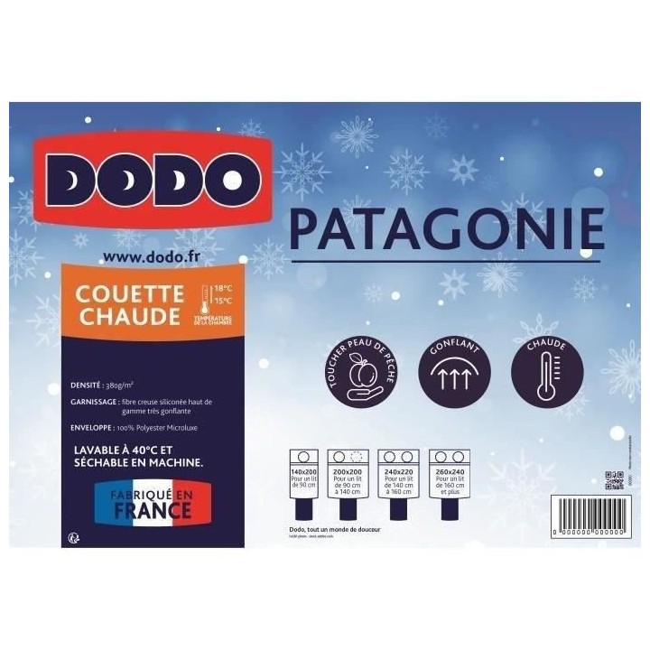 DODO Couette chaude Patagonie blanc - 240x260 cm