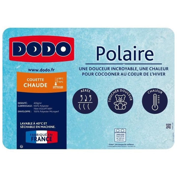 Couette Polaire 220 x 240 cm - Chaude - 100% Polyester - 2 personnes -