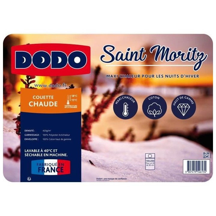 Couette - Saint Moritz - 240 x 260 cm - Chaude - 100% Polyester - 2 pe