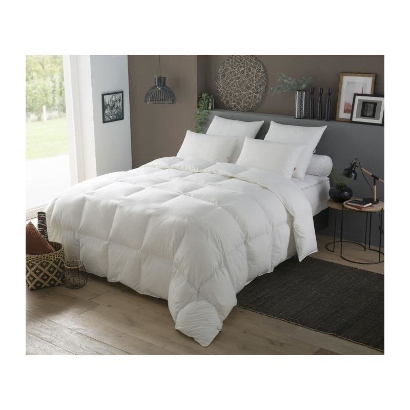 Couette Duvet - 140 x 200 cm - Tempérée - 70% Plumettes 30% Duvet Oie et Canard - 1 personne - Blanc - DODO