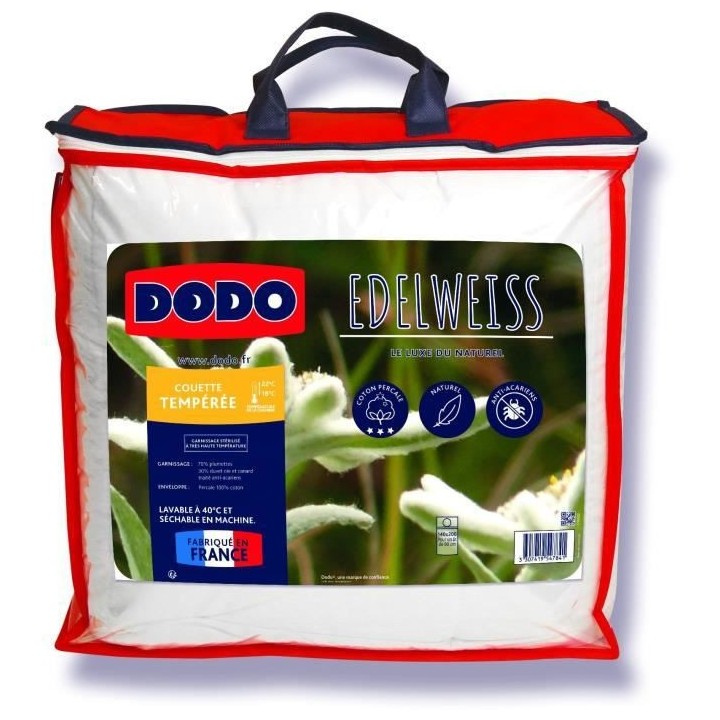 Couette Duvet - 200 x 200 cm - Tempérée - 70% Plumettes 30% Duvet Oi