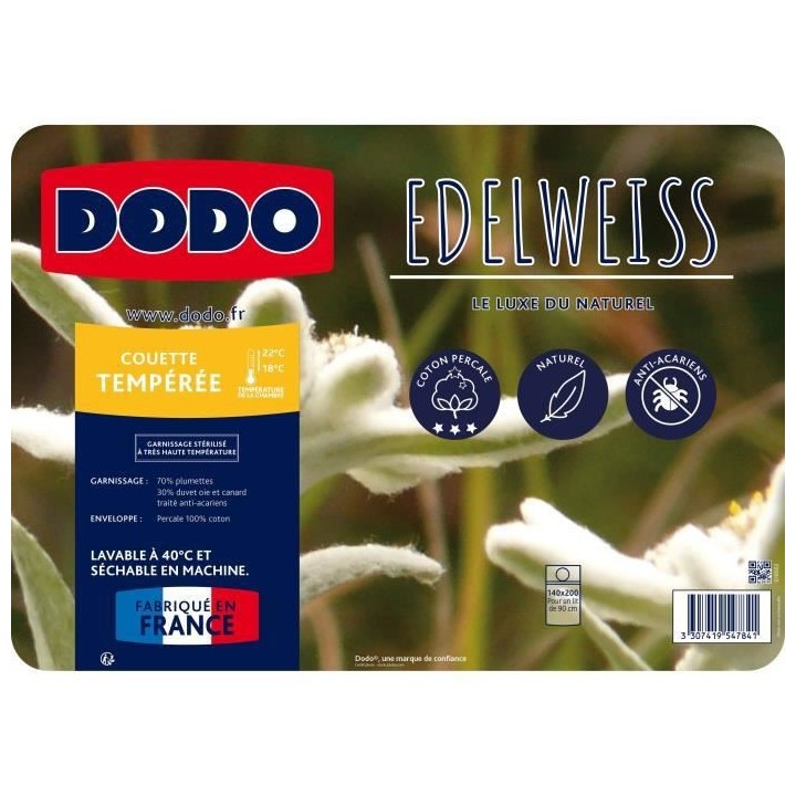 Couette Duvet - 240 x 260 cm - Tempérée - 70% Plumettes 30% Duvet Oi