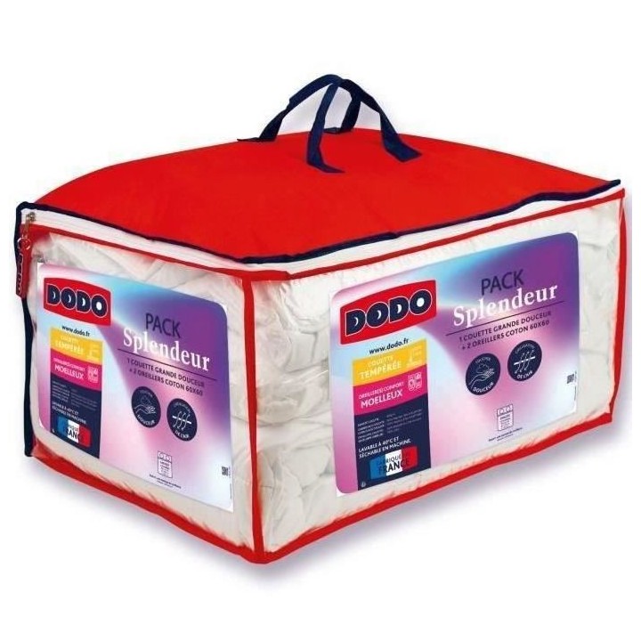 Pack couette 220 x 240 cm + 2 oreillers 60 x 60 cm - Splendeur - Garni