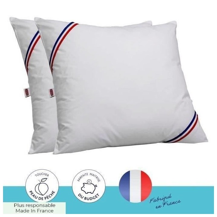 DODO Lot de 2 oreillers Tendance - 60 x 60 cm - Garnissage 100% Polyes