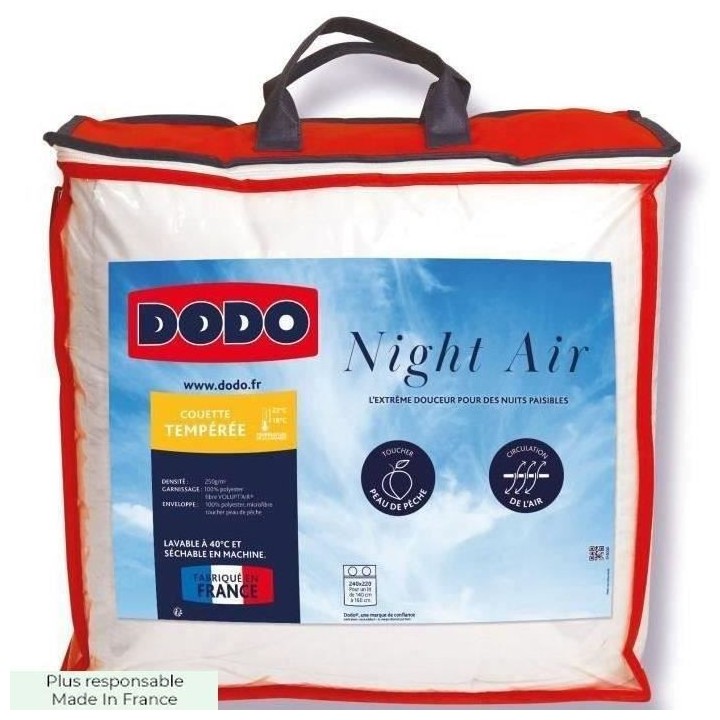 Couette Night Air - Tempérée - Blanc - 220 x 240 cm - Enveloppe 100%