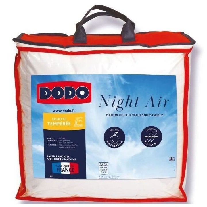 Couette Night Air - Tempérée - Blanc - 220 x 240 cm - Enveloppe 100%