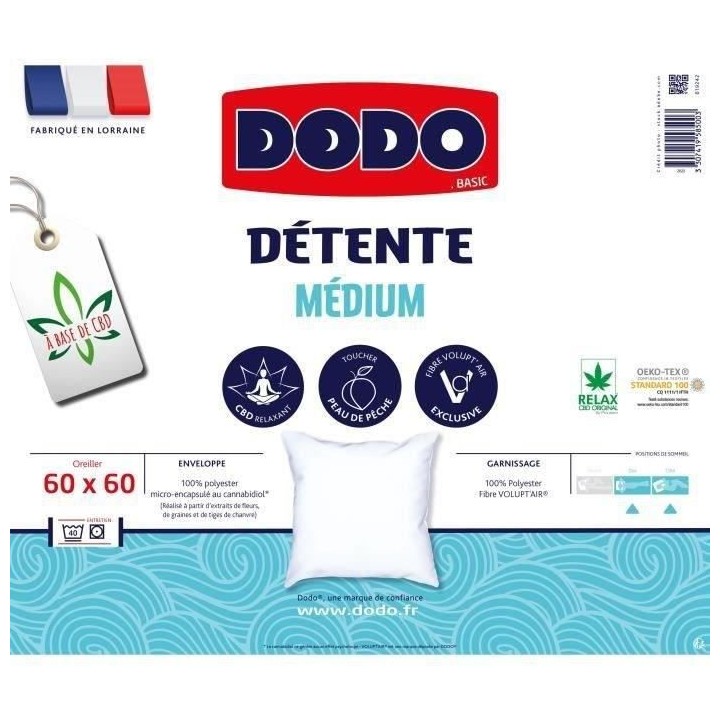 DODO - Oreiller Détente a base de CBD - 60/60 cm