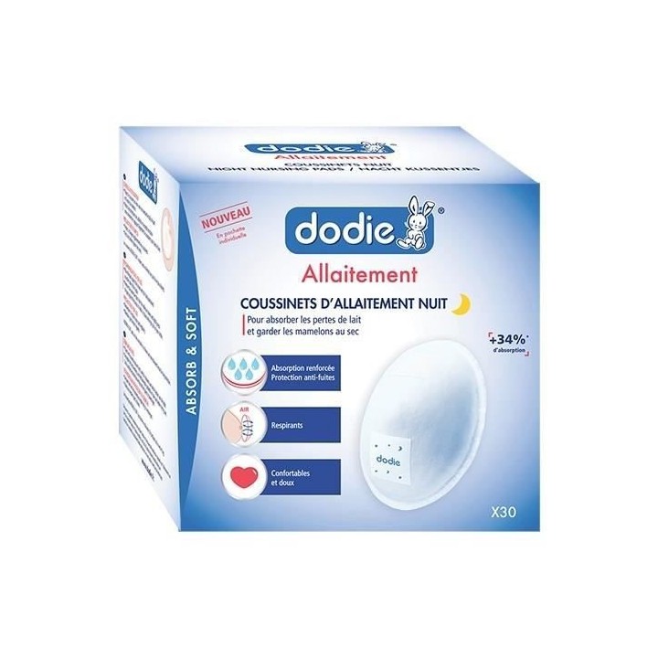 Dodie Allaitement Coussinets d'Allaitement Nuit 30 coussinets