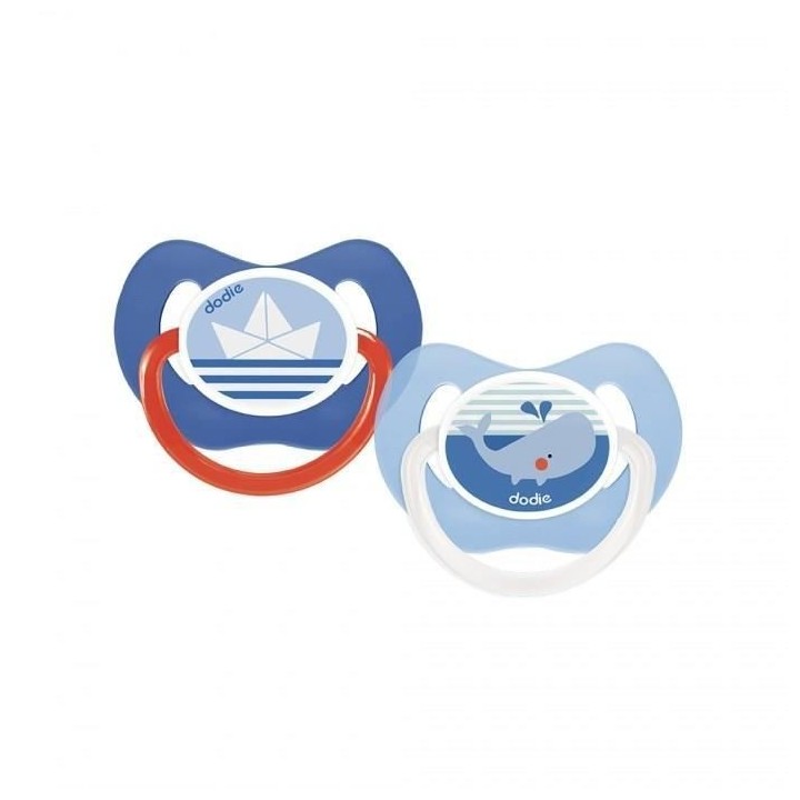 Dodie Sucette Physiologique +6m Bateau et Baleine Lot de 2
