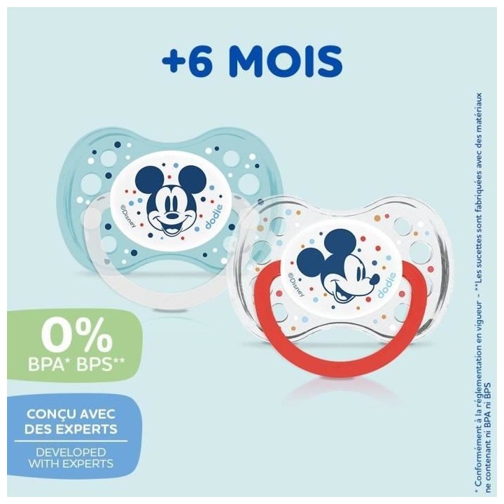 Dodie Sucette Anatomique +6m Mickey Lot de 2