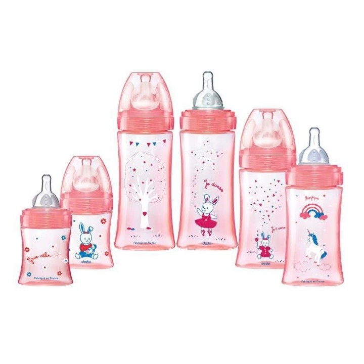 Dodie - Kit Nouveau Né 6 Biberon Initiation Rose