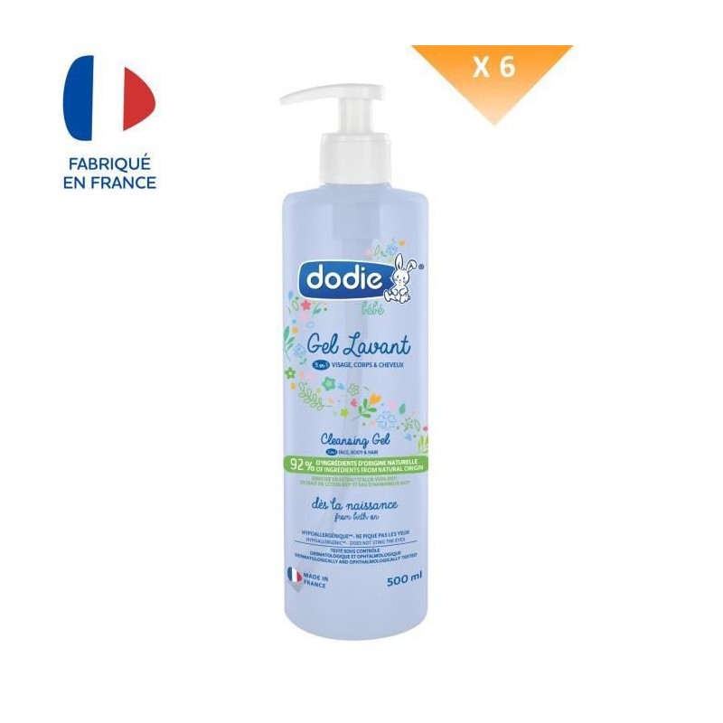 Dodie - Lot de 6 Gels Lavants 3 en 1 - 500ml