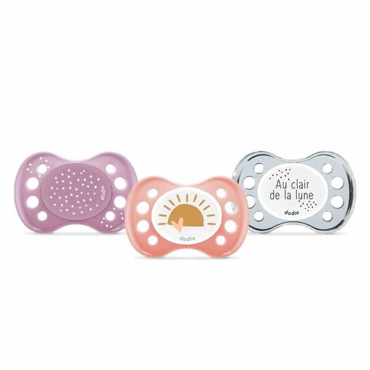 DODIE SUCETTES Lot de 3 Sucettes Anatomiques Jour et Nuit 0-6 Mois