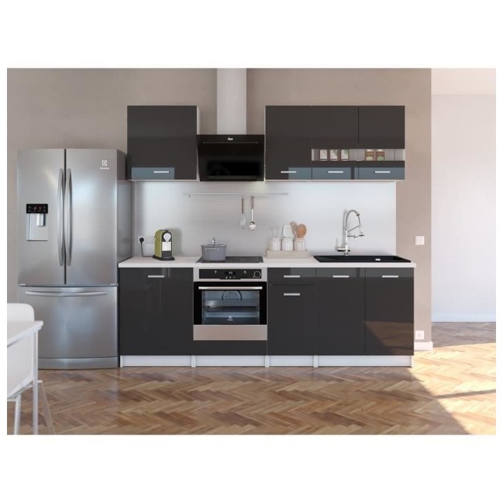 EXTRA - Cuisine complete L 240cm - Gris Laqué