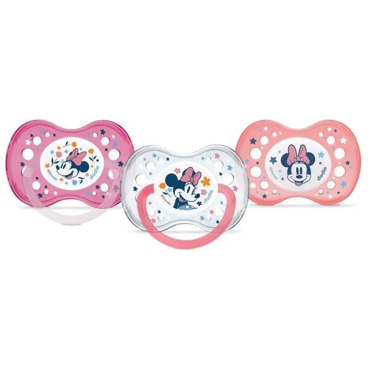 DODIE SUCETTES Lot de 3 Sucettes Anatomiques Minnie - Jour Et Nuit +18