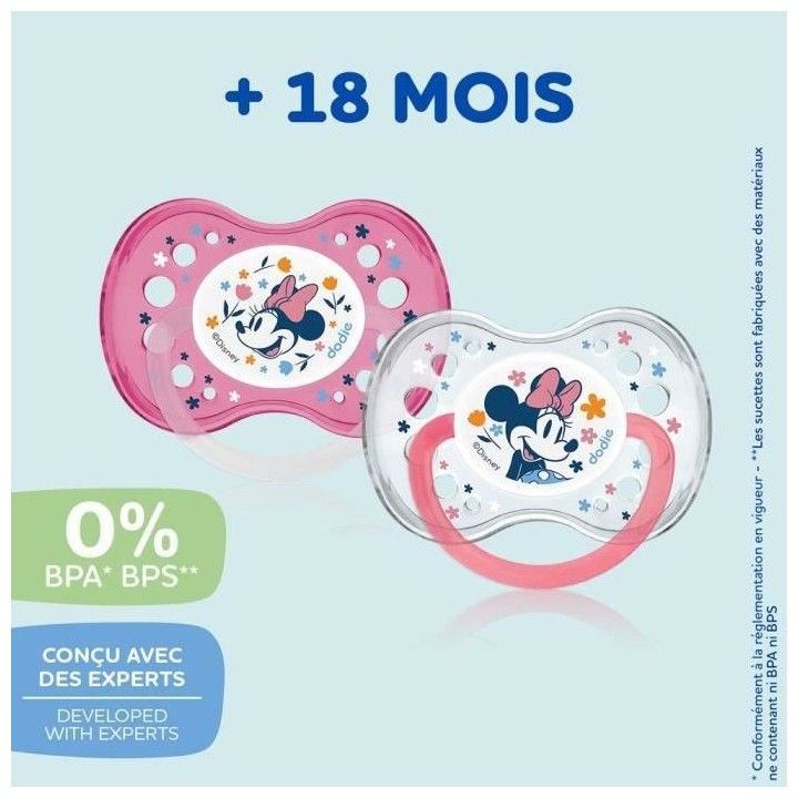 DODIE SUCETTES Lot de 3 Sucettes Anatomiques Minnie - Jour Et Nuit +18