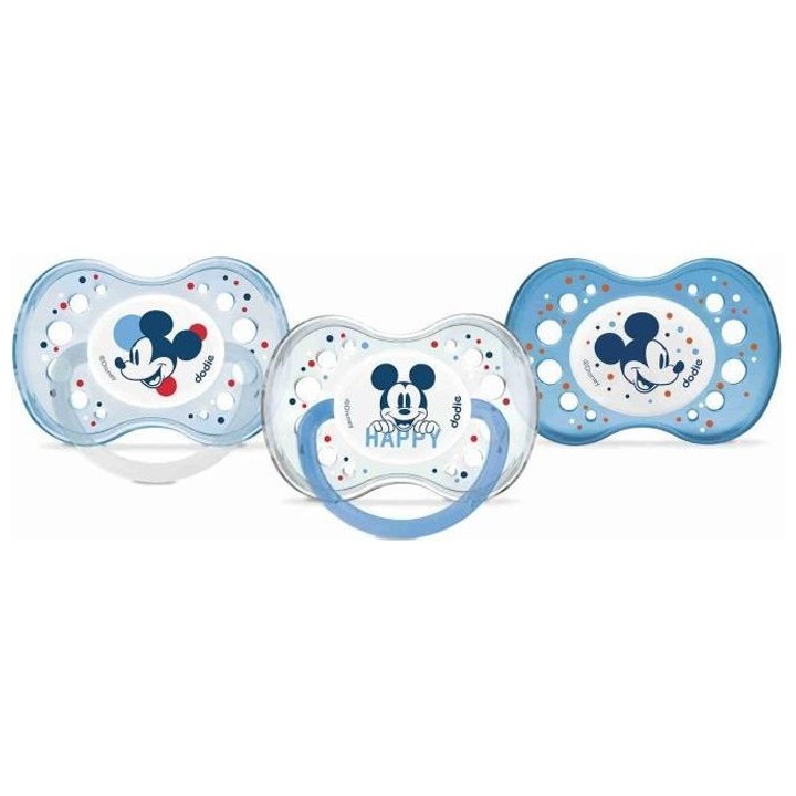 DODIE Lot de 3 Sucettes Anatomiques Mickey Jour et Nuit +18 Mois X3
