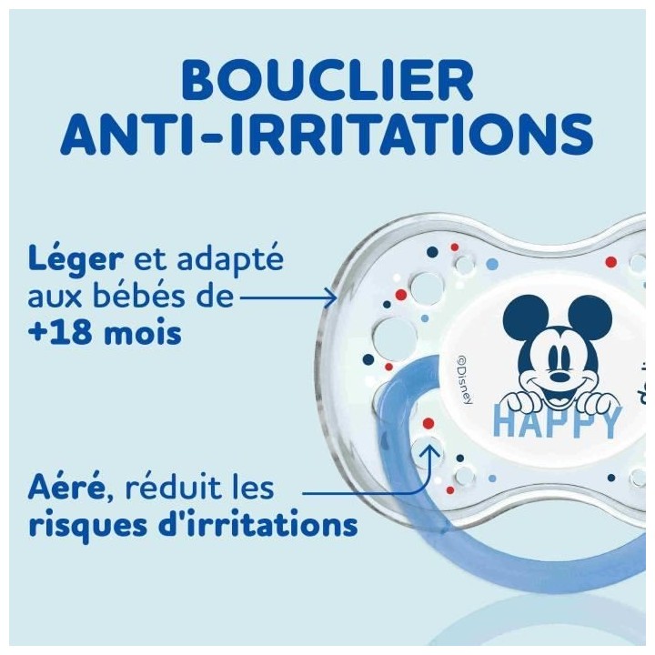 DODIE Lot de 3 Sucettes Anatomiques Mickey Jour et Nuit +18 Mois X3