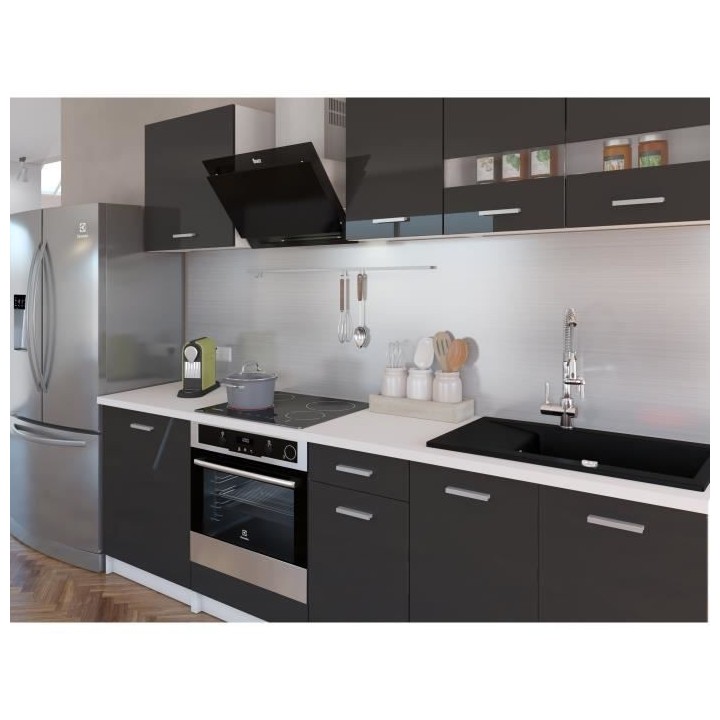 EXTRA - Cuisine complete L 240cm - Gris Laqué