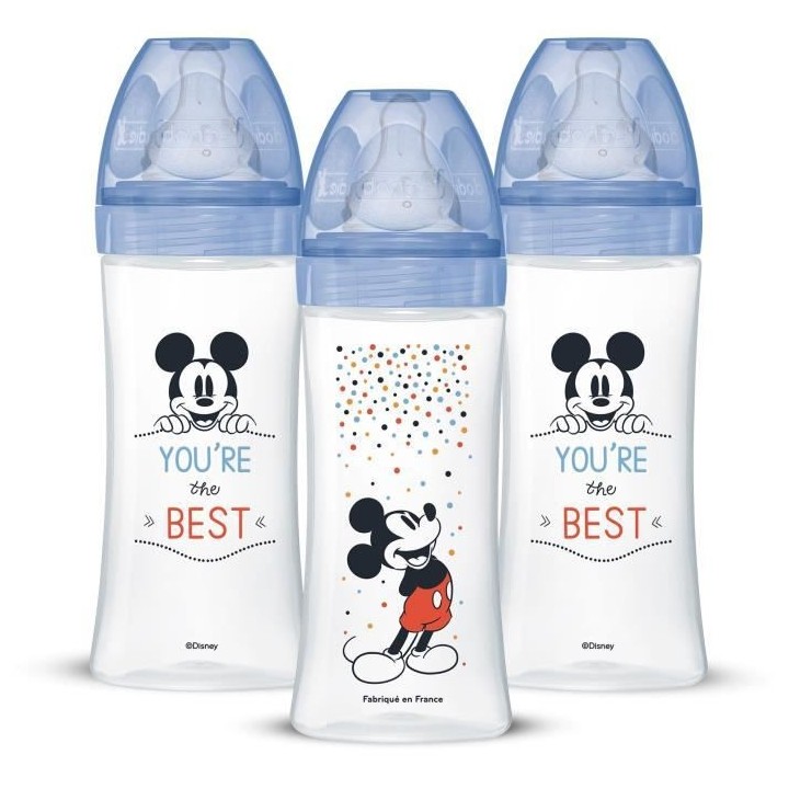 Dodie Lot de 3 Biberons Anti colique Sensation+, Mickey, 330 ml, +6 Mo