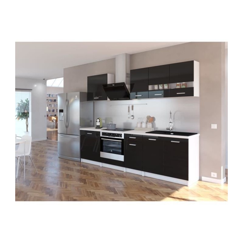 EXTRA - Cuisine comple�te L 240cm - Noir Laqué