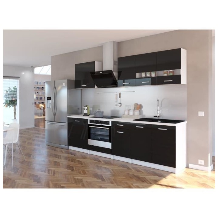 EXTRA - Cuisine comple�te L 240cm - Noir Laqué