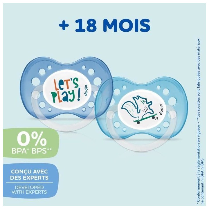 DODIE Sucettes Anatomiques +18 Mois sans BPA, Résistante -Let's Play/