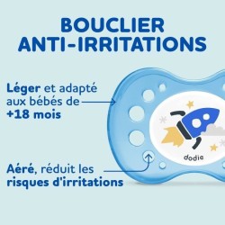 DODIE Sucettes Anatomiques +18 Mois sans BPA, Résistante -Let's Play/Ecureuil/Fusée NUIT- Lot de 3