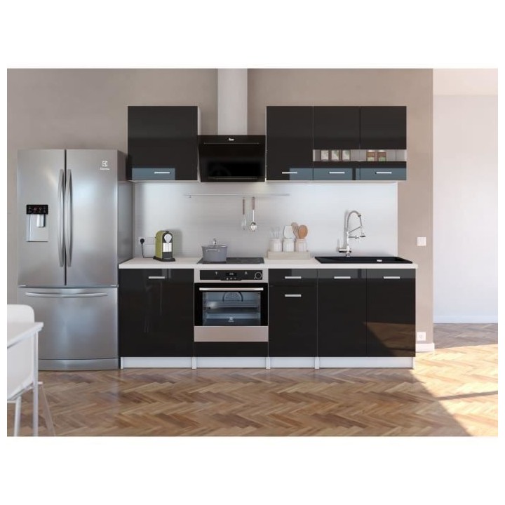 EXTRA - Cuisine comple�te L 240cm - Noir Laqué