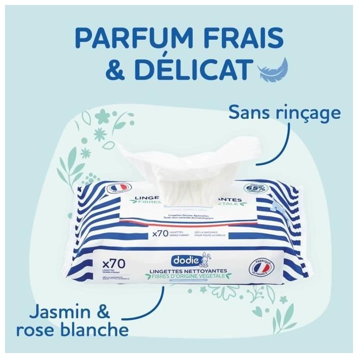 DODIE Lot de 6 Paquets de Lingettes Nettoyantes 3 en 1 (6x70) – Visa