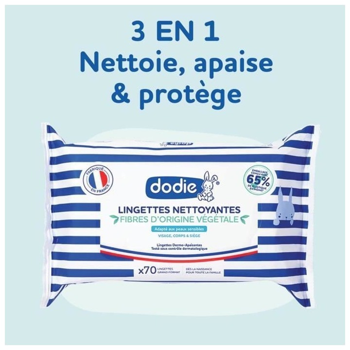 DODIE Lot de 6 Paquets de Lingettes Nettoyantes 3 en 1 (6x70) – Visa