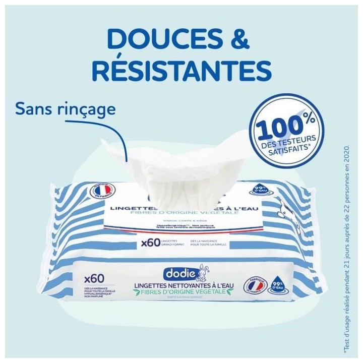 Dodie Lot de 7 paquets de Lingettes a l'eau 7x60 - Visage, Corps & Sie