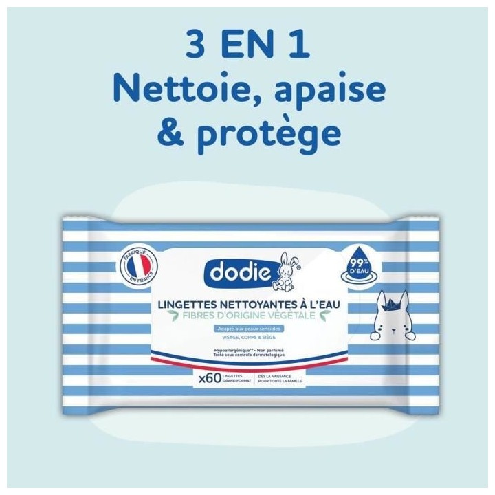 Dodie Lot de 7 paquets de Lingettes a l'eau 7x60 - Visage, Corps & Sie