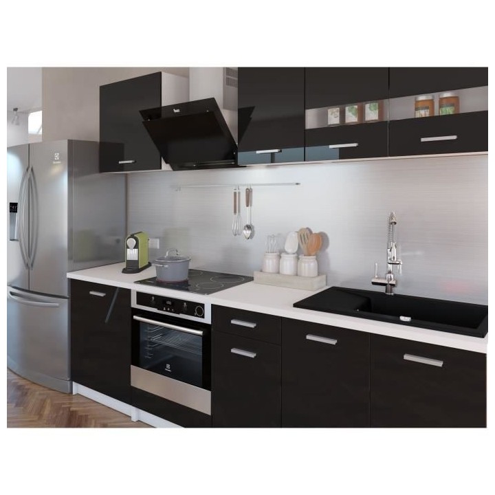 EXTRA - Cuisine comple�te L 240cm - Noir Laqué