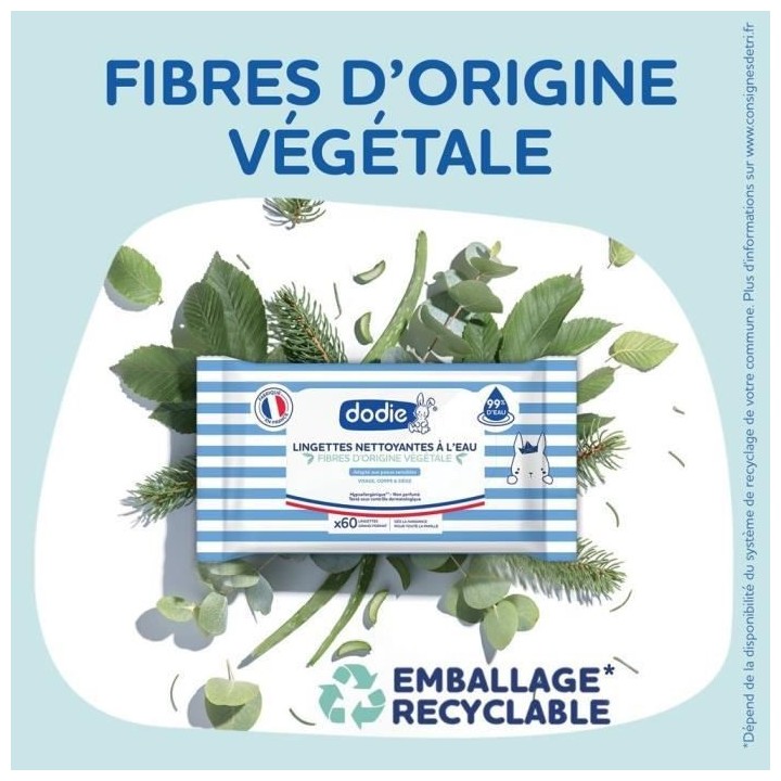 Dodie Lot de 7 paquets de Lingettes a l'eau 7x60 - Visage, Corps & Sie