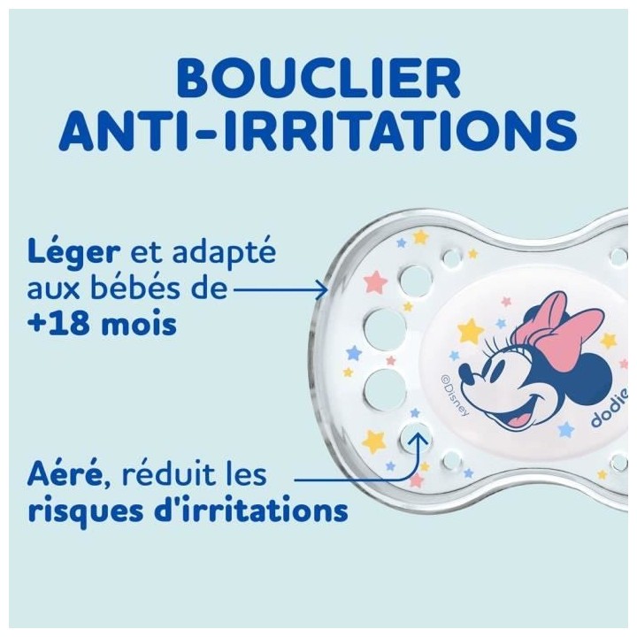Dodie Sucette Anatomique Silicone +18mois Nuit Minnie Lot de 2