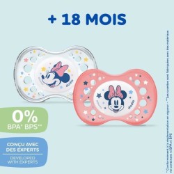 Dodie Sucette Anatomique Silicone +18mois Nuit Minnie Lot de 2