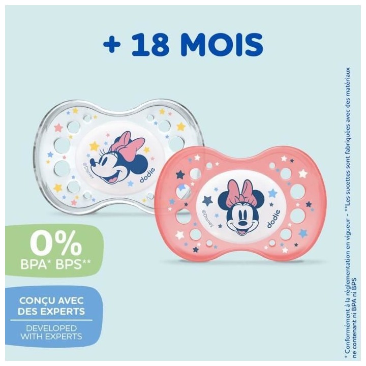 Dodie Sucette Anatomique Silicone +18mois Nuit Minnie Lot de 2