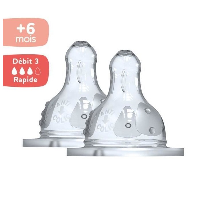 Dodie Biberon Initiation+ Anti-Coliques 3 Vitesses Tétine Ronde Col L