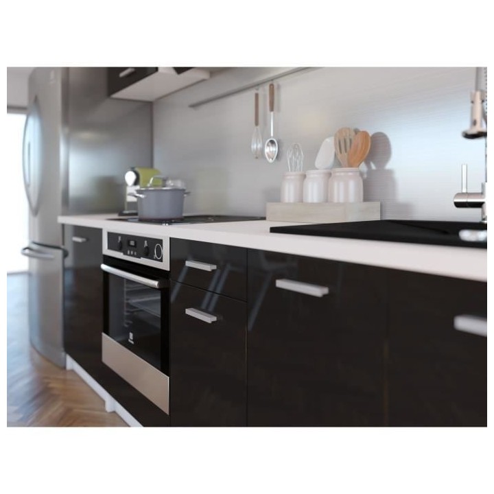 EXTRA - Cuisine comple�te L 240cm - Noir Laqué
