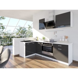 EXTRA - Cuisine complete d'angle L 240cm - Angle réversible - Gris La