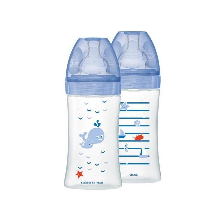 Dodie Biberon Sensation+ Anti-Coliques +0m Baleine Lot de 2 x 270ml