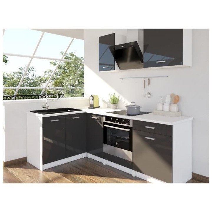 EXTRA - Cuisine complete d'angle L 240cm - Angle réversible - Gris La