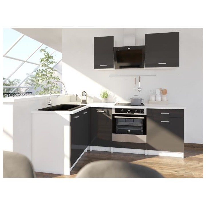 EXTRA - Cuisine complete d'angle L 240cm - Angle réversible - Gris La