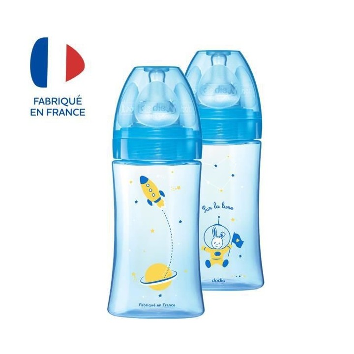Dodie Biberon Initiation+ Anti-Coliques 3 Vitesses +0m Bleu Cosmonaute